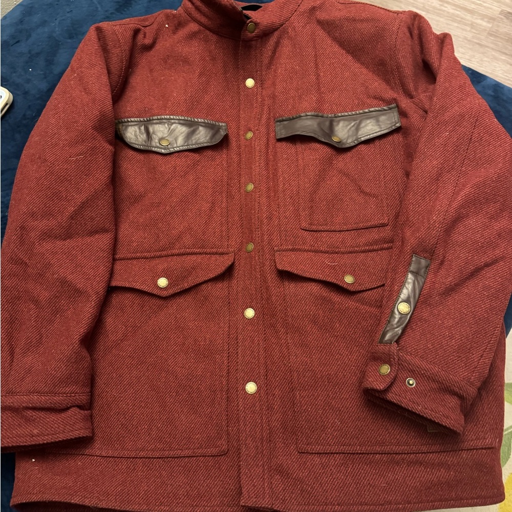 overland Lane Leather-Trimmed Wool Field Jacket